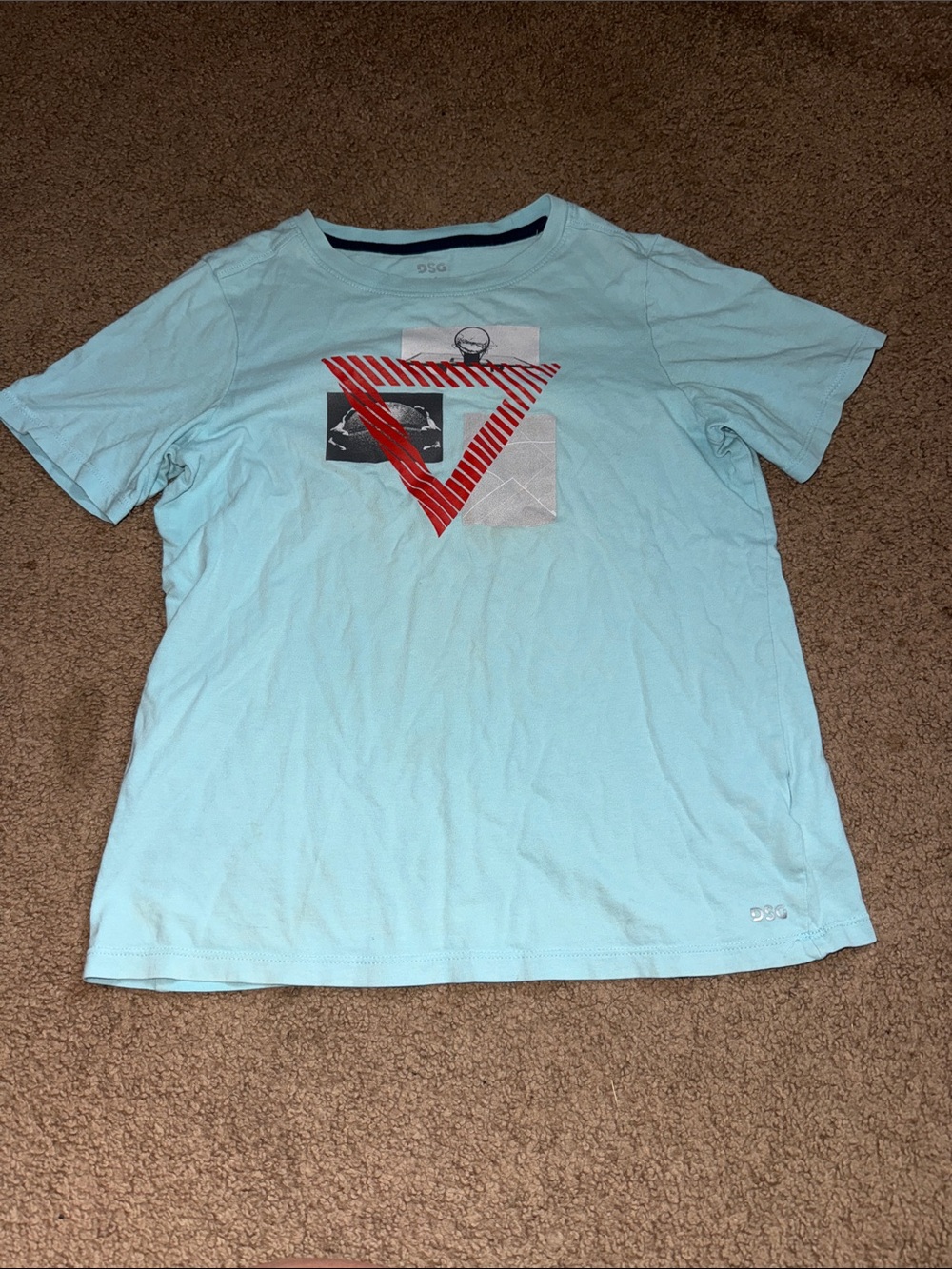 DSG Aqua Short Sleeve Tee with Red Triangle Graphic